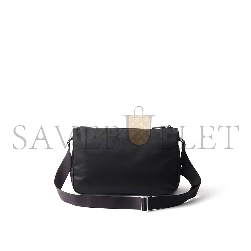 Pra*a large re-nylon and saffiano leather shoulder bag 2vh191 (35*22*12cm)